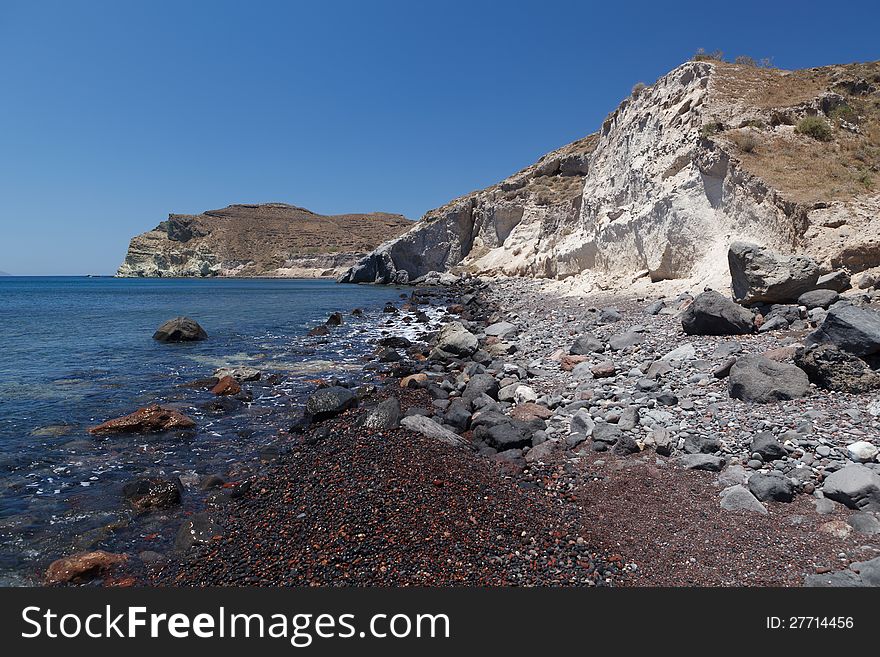 Akrotiri, Santorini, Greece. The Red Beach in Santorini. Akrotiri, Santorini, Greece. The Red Beach in Santorini.