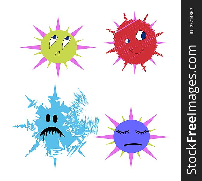 Germs and bugs Bacterium vector comic in different colours