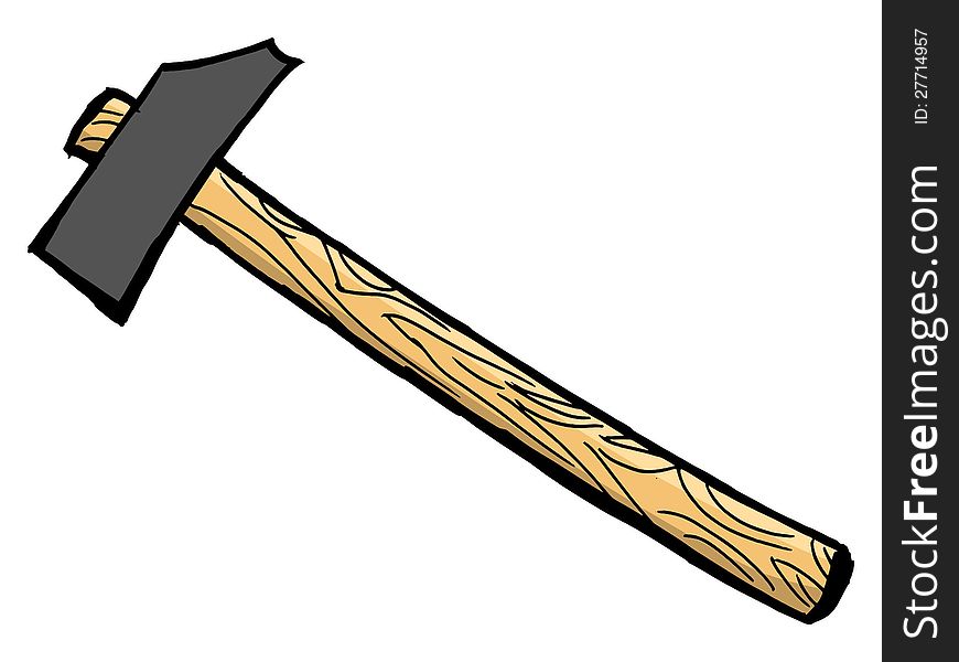 Hand drawn illustration of a vintage hammer