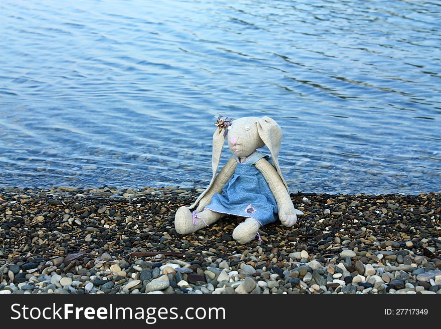 Rag doll, left on the sea beach. Rag doll, left on the sea beach