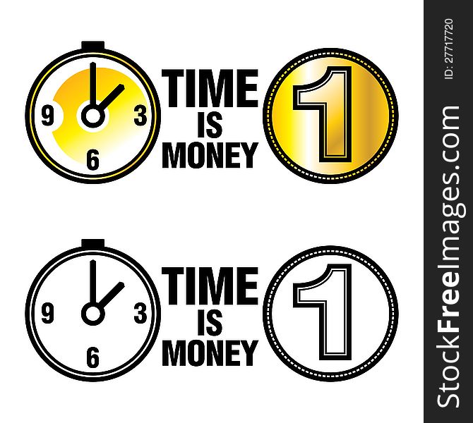 Time is money business finance metaphor concept clock coin