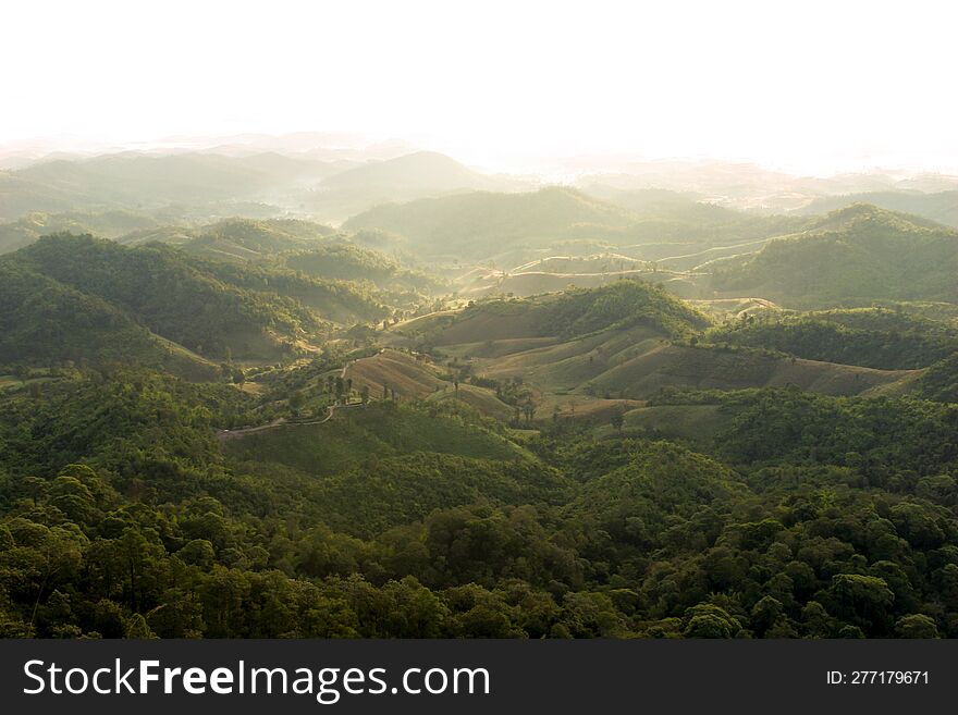 Nature beauty mountain morning view show rainforest.