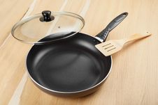 Frying Pan With Lid On Table Stock Photography Frying Pan With Lid On Table Stock Photography