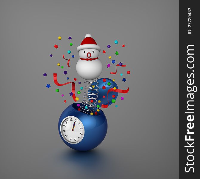 Snowman Bounced Out From Sphere Alarm Clock