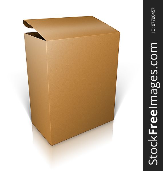 Illustration of open cardboard box on white background.