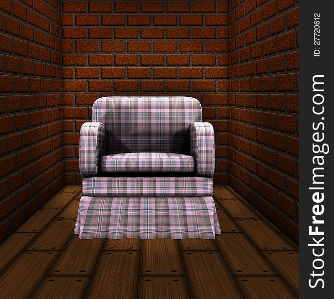 Room With Brick Wall And Armchair