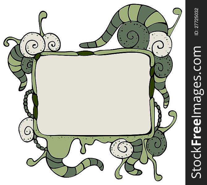 Abstract speech bubble with stylized snails and tentacles. Abstract speech bubble with stylized snails and tentacles
