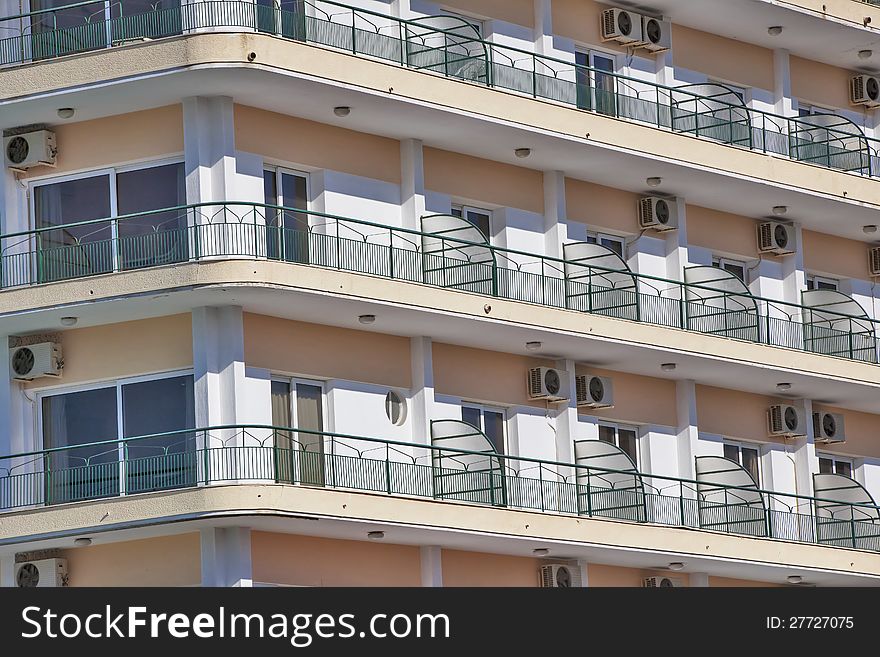 Urban balconies with air-conditions