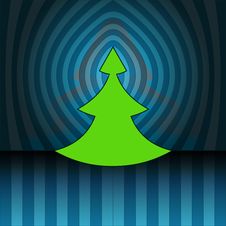 Christmas Tree On Blue Center Striped Wall Stock Photo