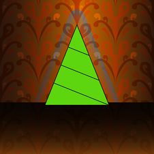 Triangular Shape Christmas Tree On Orange Floral Royalty Free Stock Photos