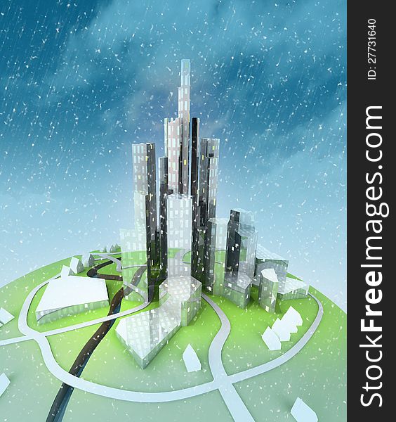 Sustainable Island City Development At Winter