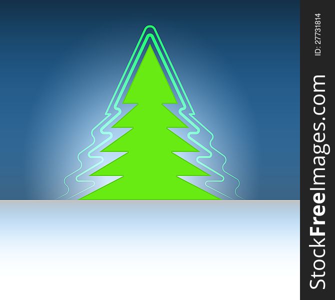 Christmas Green Tree Silhouette With Flare
