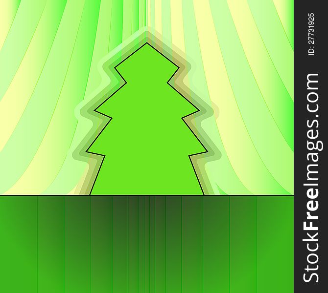 Classic shape tree on green curtain