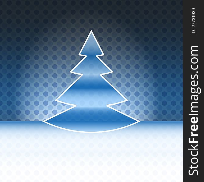 Cool christmas tree shape blue spotted background vector card. Cool christmas tree shape blue spotted background vector card
