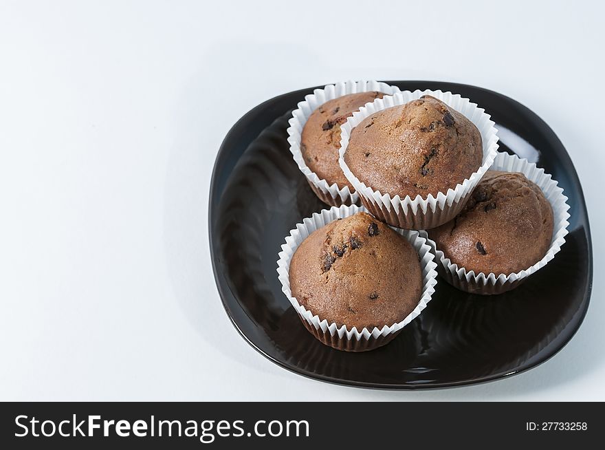 Freshly baked chocolate chip muffins