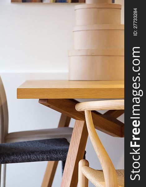 Close up of dining table, modern home interior,minimal style image,detail of decorations in interior