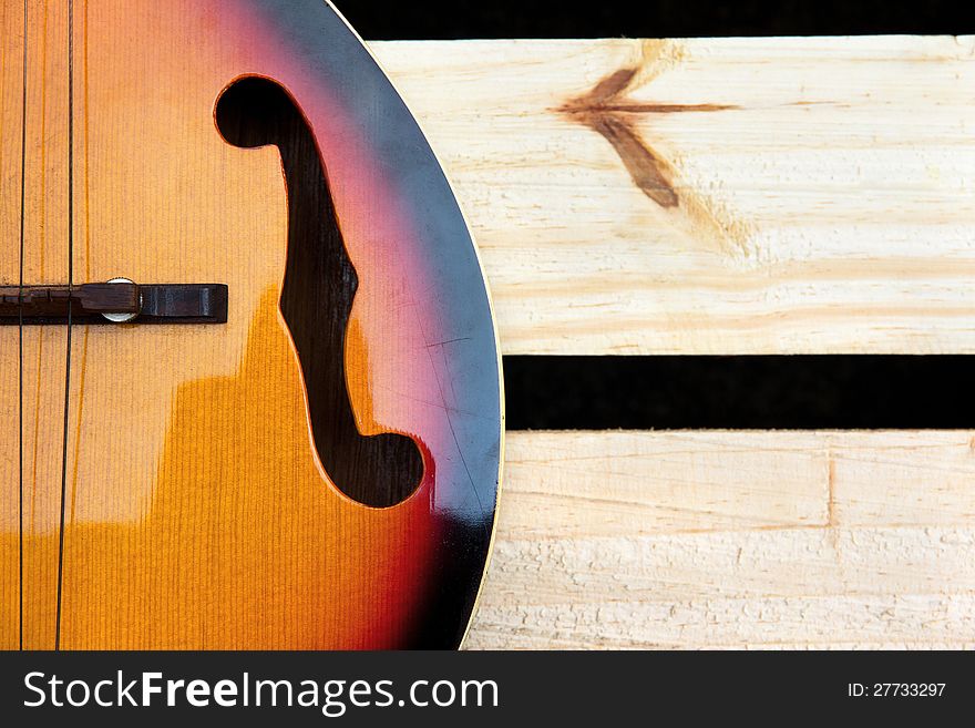 Close up of vintage mandolin background