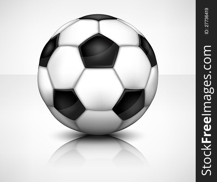 Black-and-white leather football (soccer) ball, on white, vector illustration. Black-and-white leather football (soccer) ball, on white, vector illustration