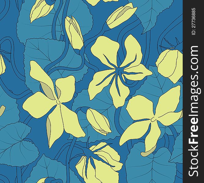 Seamless vector floral pattern with moonflowers. Seamless vector floral pattern with moonflowers