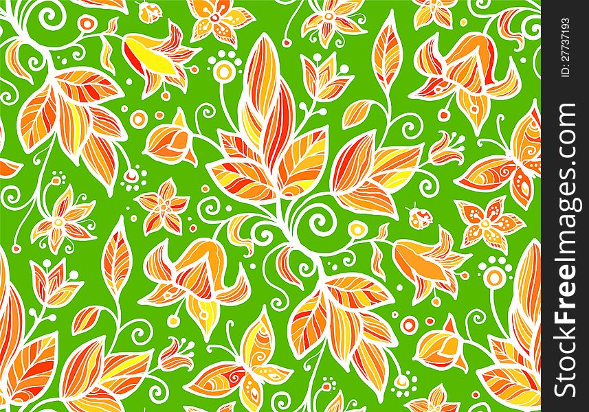 Abstract ornate shining flower seamless pattern