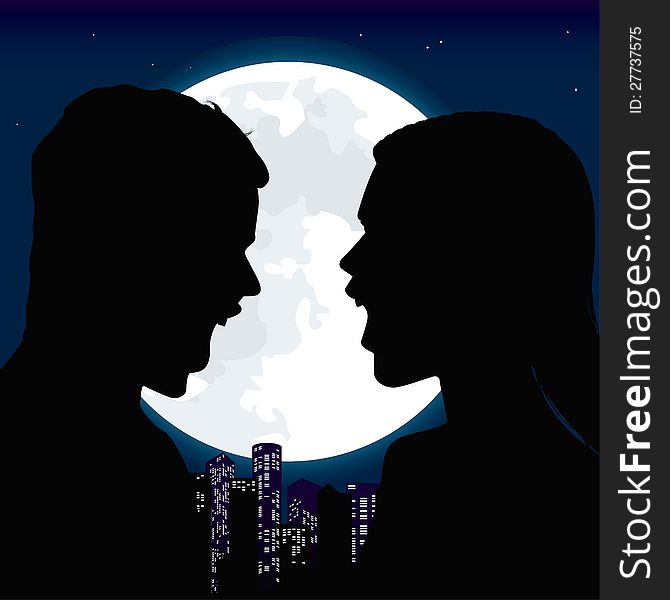 Vector illustration of agressive couple at night. Vector illustration of agressive couple at night.