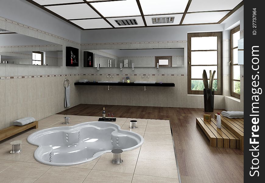 Empty bathroom made in 3d max