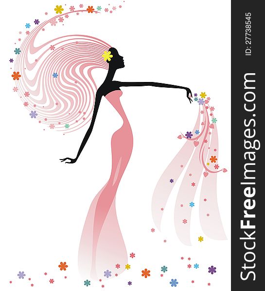Silhouette of woman with flowers. Silhouette of woman with flowers