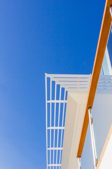 Modern Style Villa: Louvers, Handrail And Blue Sky Stock Image Modern Style Villa: Louvers, Handrail And Blue Sky Stock Image