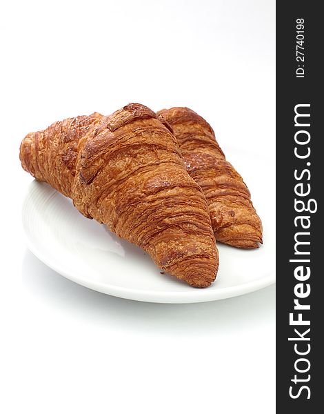 Croissants on white background