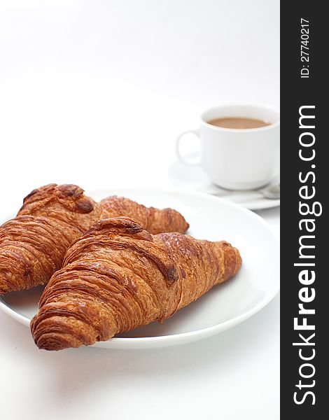 Croissants on white background