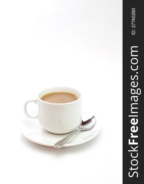 A cup of coffee on white background