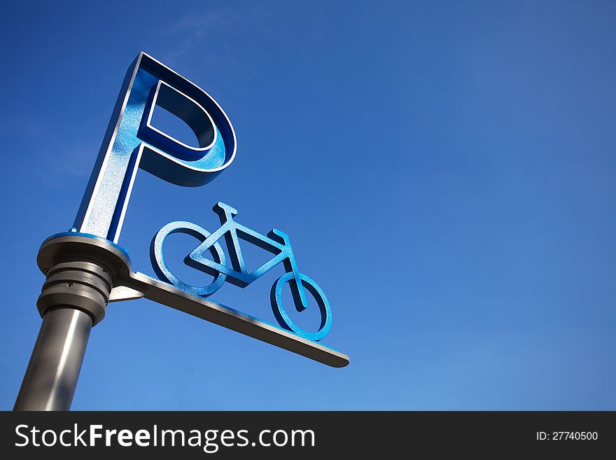 Bicycle parking and blue sky