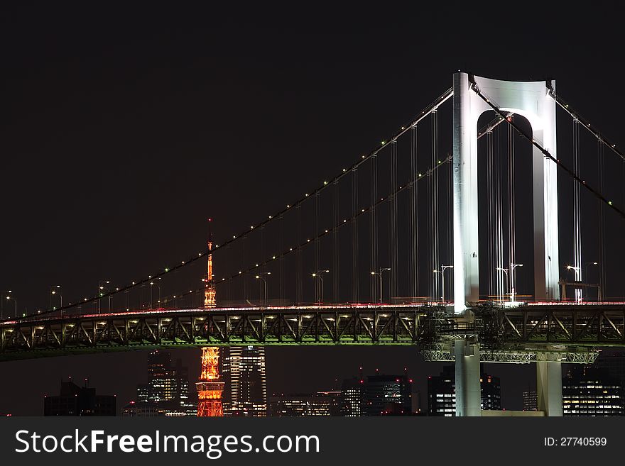 This is rainbow bridge in odaiba are , tokyo japan. This is rainbow bridge in odaiba are , tokyo japan