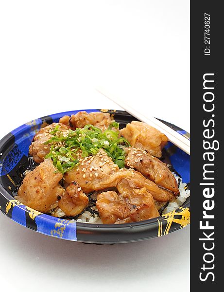 Grill Chicken With Steamed Rice, Japanese Food