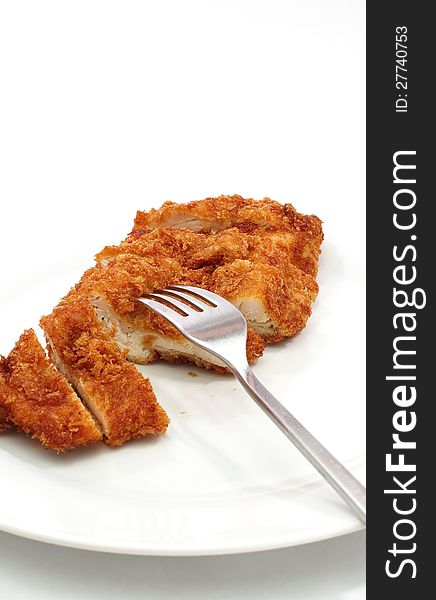 Fried chicken on white background