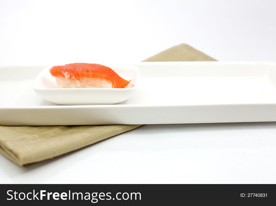Sushi is Japanese food consisting of cooked vinegared rice combined with other ingredients usually raw fish or other seafood. Sushi is Japanese food consisting of cooked vinegared rice combined with other ingredients usually raw fish or other seafood.
