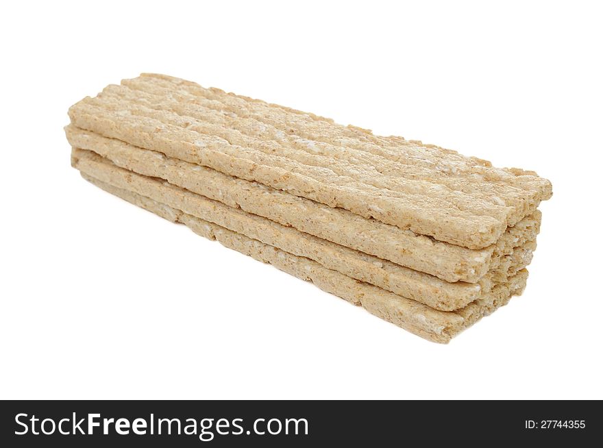 Four wafers of crisp bread isolated on a white background. Four wafers of crisp bread isolated on a white background