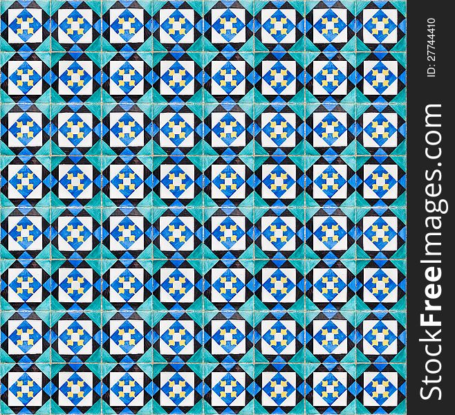 Seamless texture of portuguese tiles (Azulejos) at a facade in Lisbon, Portugal. Seamless texture of portuguese tiles (Azulejos) at a facade in Lisbon, Portugal