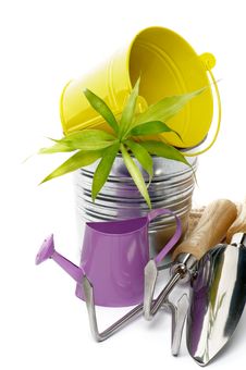 Watering Can With Gardening Tools Stock Images Watering Can With Gardening Tools Stock Images