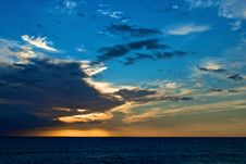 Panorama Of A Sunset On A Calm Sea Stock Photography