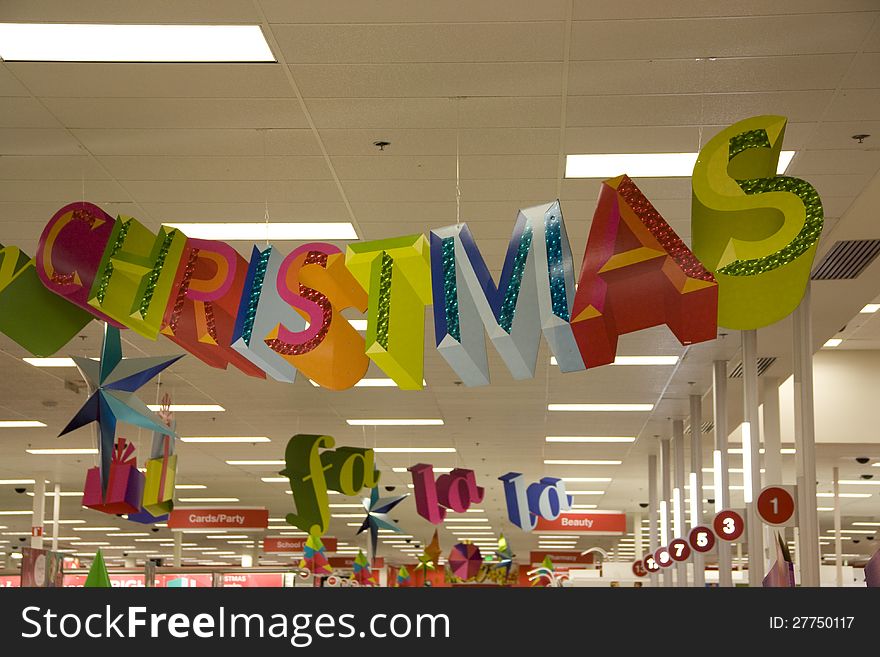 Big store with holiday decorations. Big store with holiday decorations