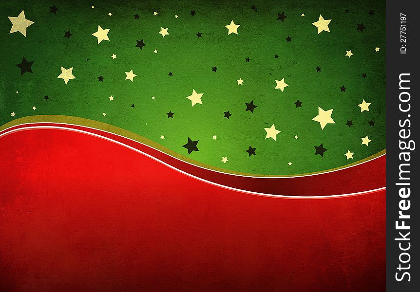 Grunge illustration of Christmas background with green and red ribbons. Grunge illustration of Christmas background with green and red ribbons.