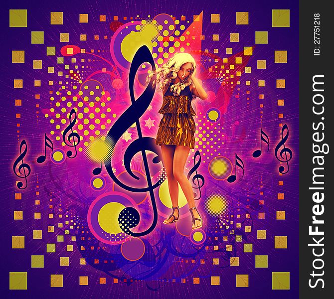 Illustration of colorful music background with grunge stars. Illustration of colorful music background with grunge stars.