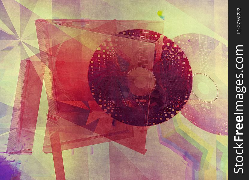 Illustration of abstract colorful grunge background with music disk. Illustration of abstract colorful grunge background with music disk.