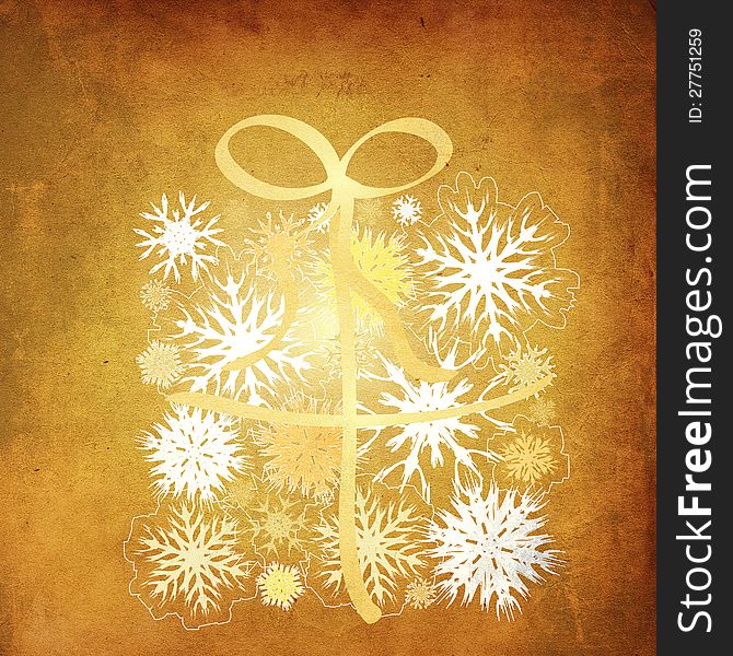 Snowflake Gift Box Grunge Background