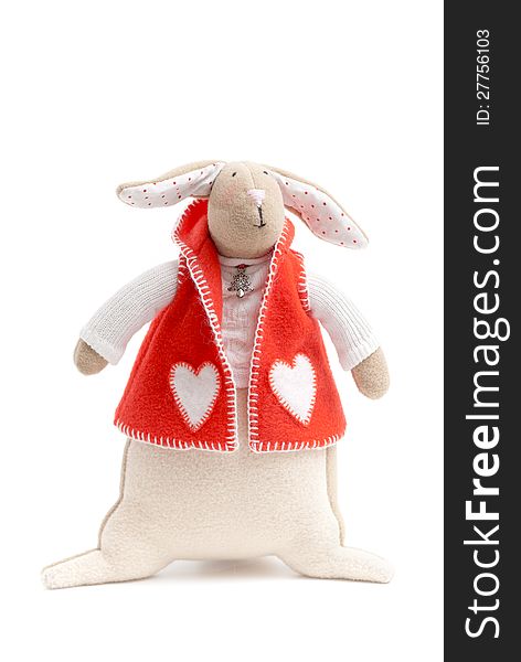 Handmade toy cute litlle New Year rabbit. Handmade toy cute litlle New Year rabbit