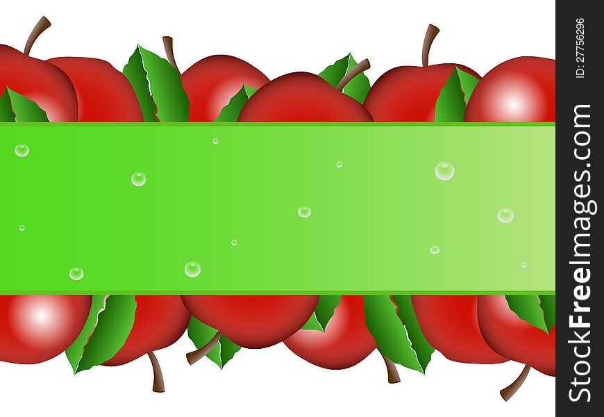 Background with apples and leaves, with space for sample text. Background with apples and leaves, with space for sample text.