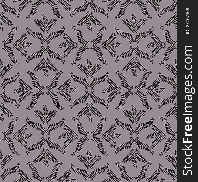 Leaves seamless retro pattern on brown background