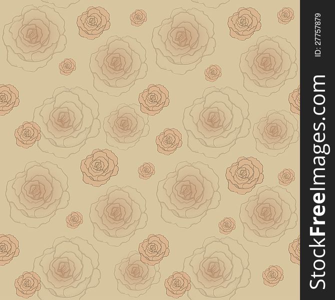 Vector vintage seamless pattern with rose illustration