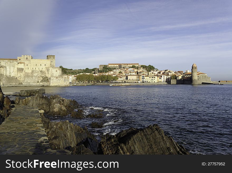 The small town of Collioure in the Languedoc-Roussilon area of France is situated on the Mediterranean Sea. It is very popular with tourists.
